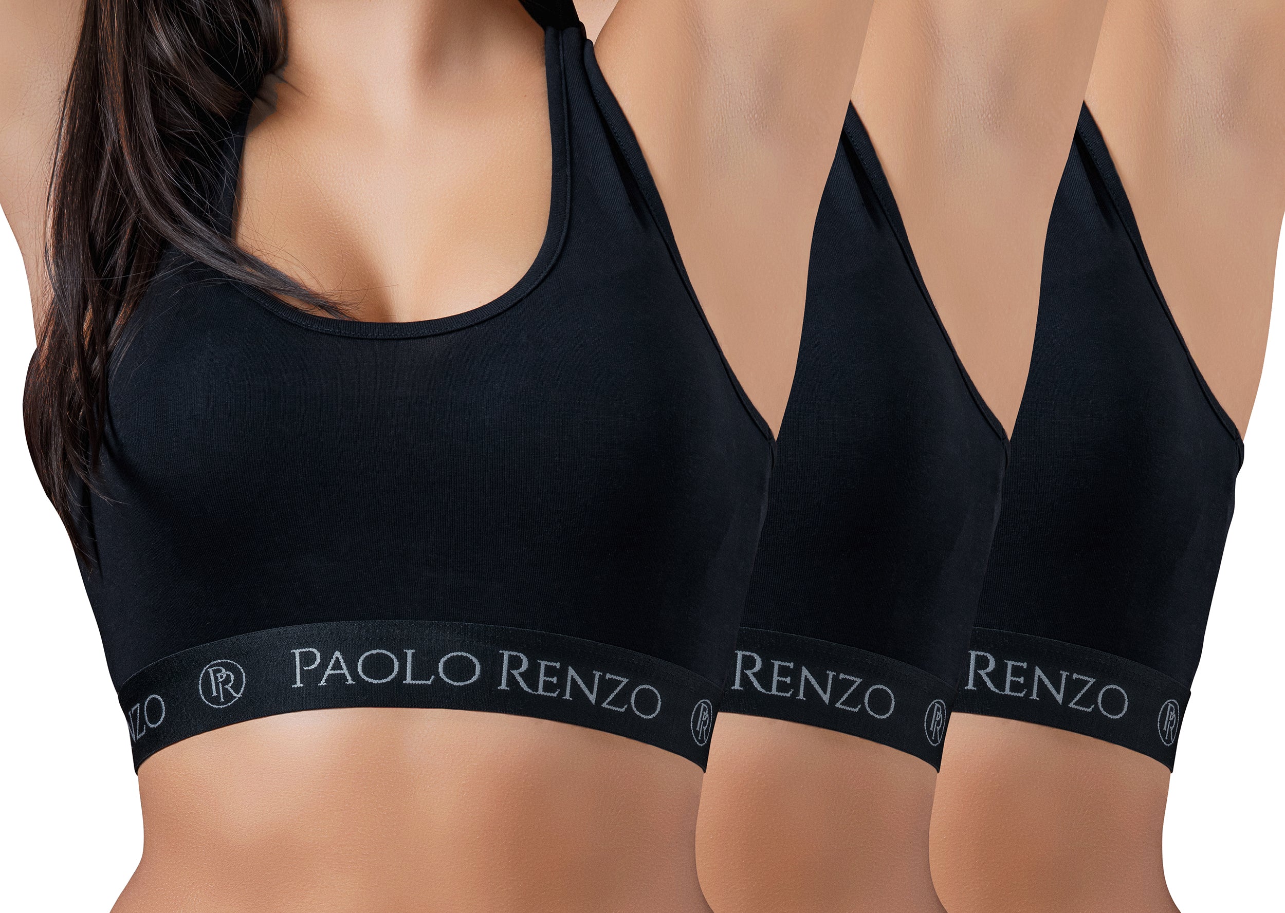Paolo Renzo® women's cotton bustier SPORT LINE 3 or 6 pairs