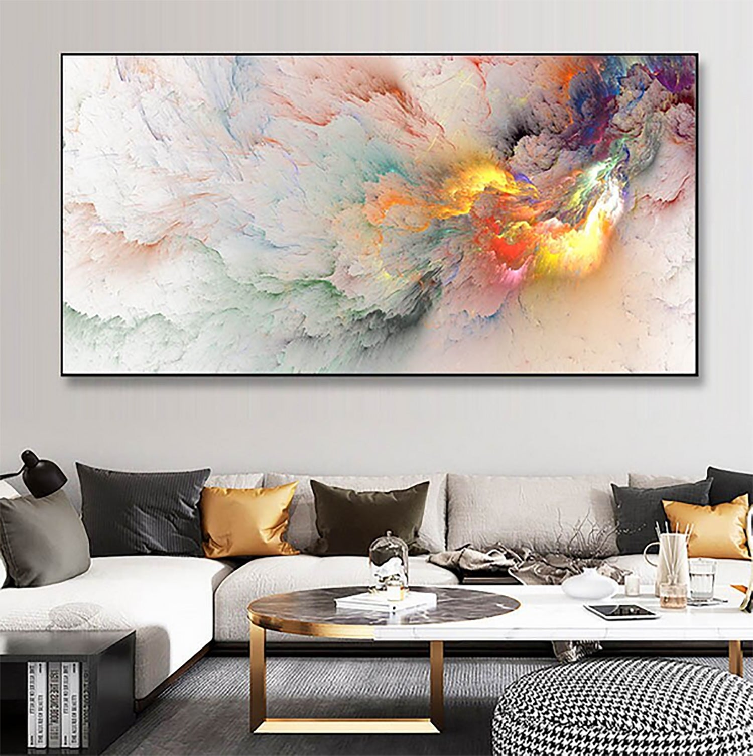 TPFLiving Poster Abstract / - Clouds Colorful Traumpreisfabrik Canvas Various / Sizes - –