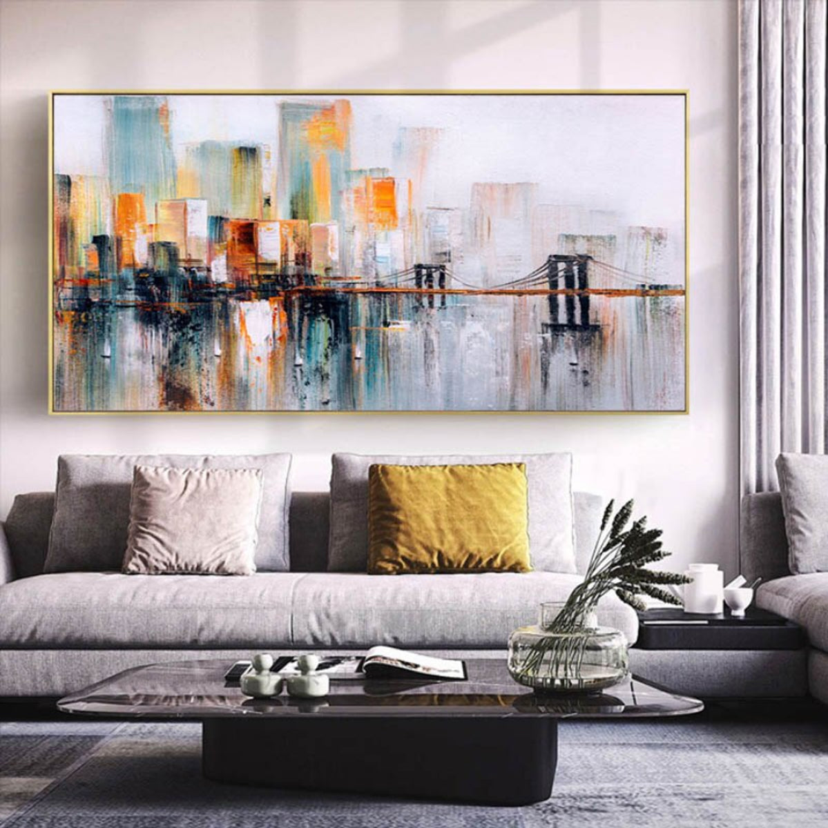 TPFLiving Poster Canvas / Abstract Skylines of Cities / Various Sizes –  Traumpreisfabrik