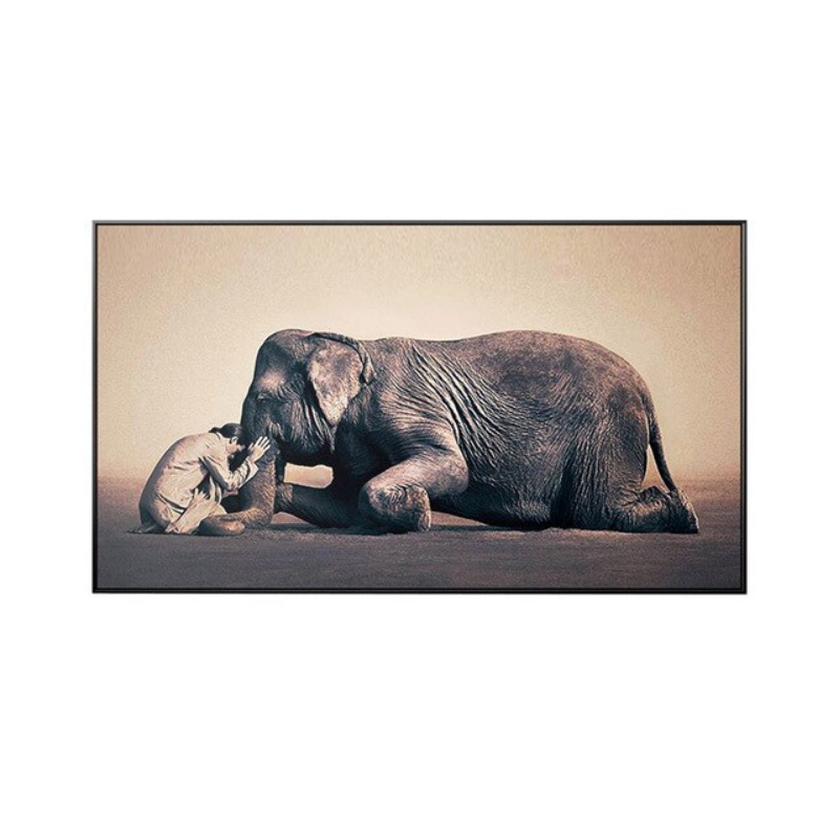 Elephant Kneeling in Traumpreisfabrik Brown – / Child Canvas Praying Poster and TPFLiving