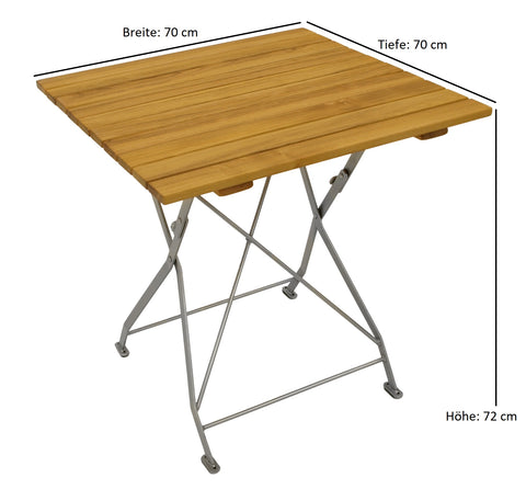 TPFGarden® Klapptisch BAD BELZIG aus Robinienholz 70x70 cm, Stahlgestell Verzinkt