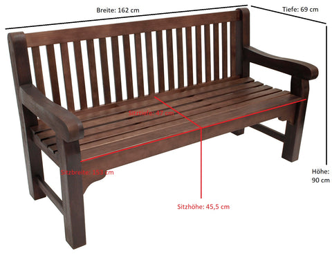 TPFGarden® Gartenbank Holzbank BRISTAL 3-Sitzer aus Eukalyptusholz