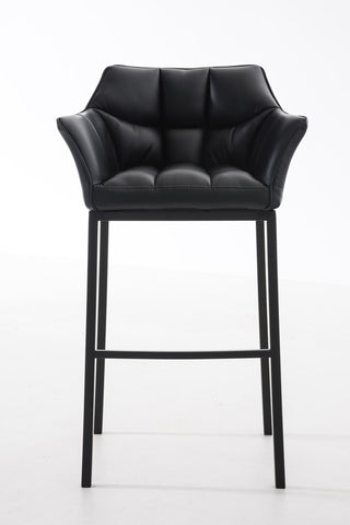 TPFLiving bar stool Damascus with 4-foot frame black faux leather