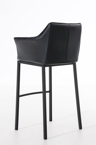 TPFLiving bar stool Damascus with 4-foot frame black faux leather