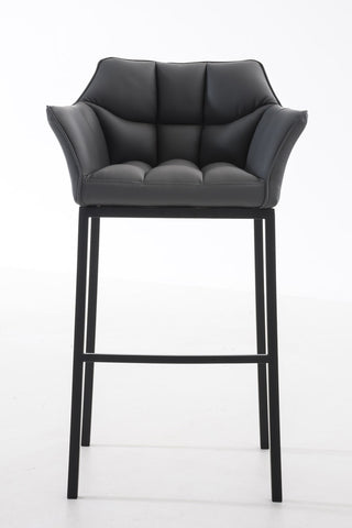 TPFLiving bar stool Damascus with 4-foot frame black faux leather