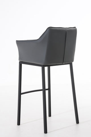 TPFLiving bar stool Damascus with 4-foot frame black faux leather