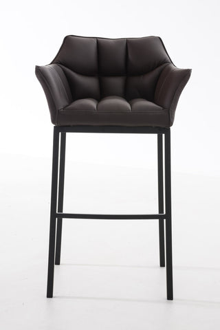 TPFLiving bar stool Damascus with 4-foot frame black faux leather