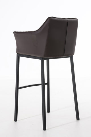 TPFLiving bar stool Damascus with 4-foot frame black faux leather