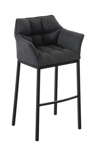 TPFLiving bar stool Damascus with 4-foot frame black fabric