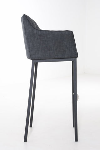 TPFLiving bar stool Damascus with 4-foot frame black fabric