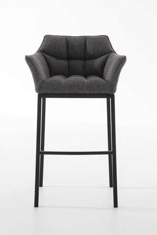 TPFLiving bar stool Damascus with 4-foot frame black fabric