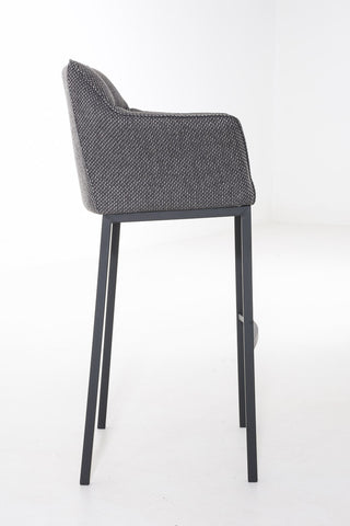 TPFLiving bar stool Damascus with 4-foot frame black fabric