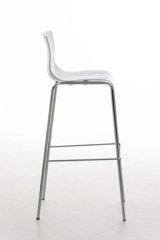 TPFLiving bar stool Hope 4-legged metal frame in chrome-look plastic