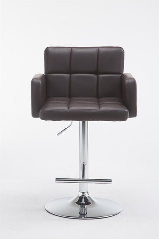 TPFLiving bar stool Lausanne metal frame in chrome look faux leather