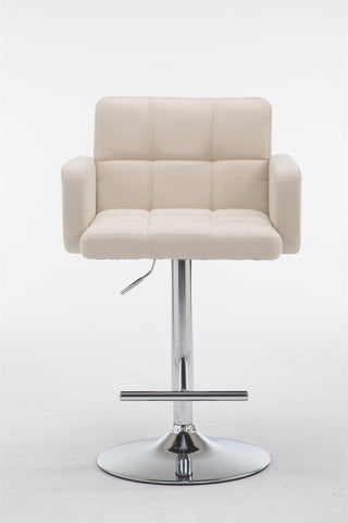 TPFLiving bar stool Lausanne metal frame in chrome look fabric