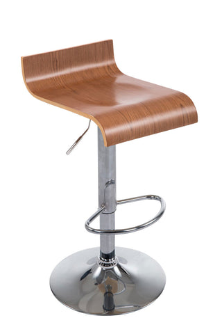 TPFLiving bar stool Wullf metal frame with chrome look wooden seat