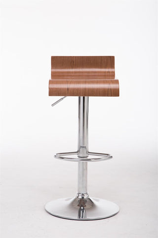 TPFLiving bar stool Wullf metal frame with chrome look wooden seat