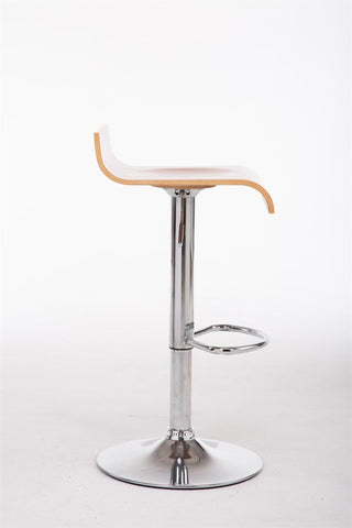 TPFLiving bar stool Wullf metal frame with chrome look wooden seat