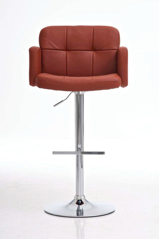 TPFLiving bar stool Lausanne metal frame in chrome look faux leather