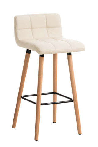 TPFLiving bar stool London frame wood Natura faux leather