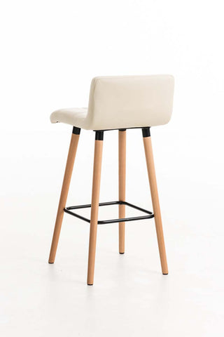 TPFLiving bar stool London frame wood Natura faux leather