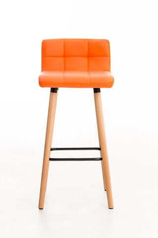 TPFLiving bar stool London frame wood Natura faux leather