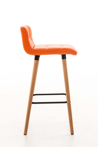 TPFLiving bar stool London frame wood Natura faux leather