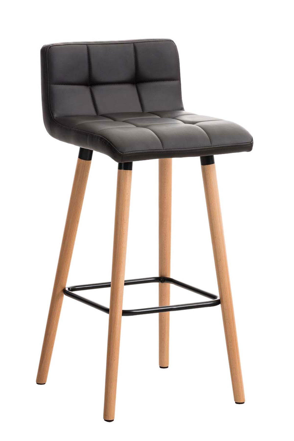 TPFLiving bar stool London frame wood Natura faux leather