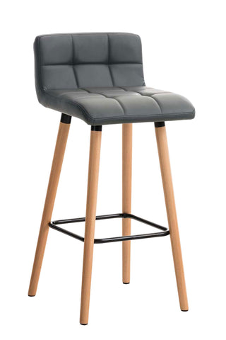 TPFLiving bar stool London frame wood Natura faux leather