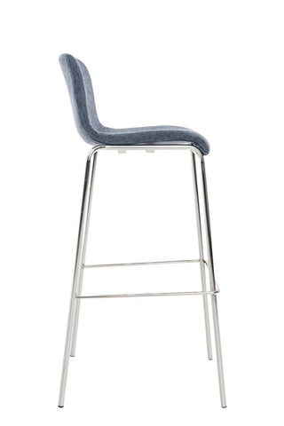 TPFLiving bar stool Hope 4-legged metal frame in chrome look fabric