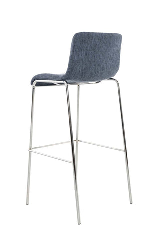 TPFLiving bar stool Hope 4-legged metal frame in chrome look fabric