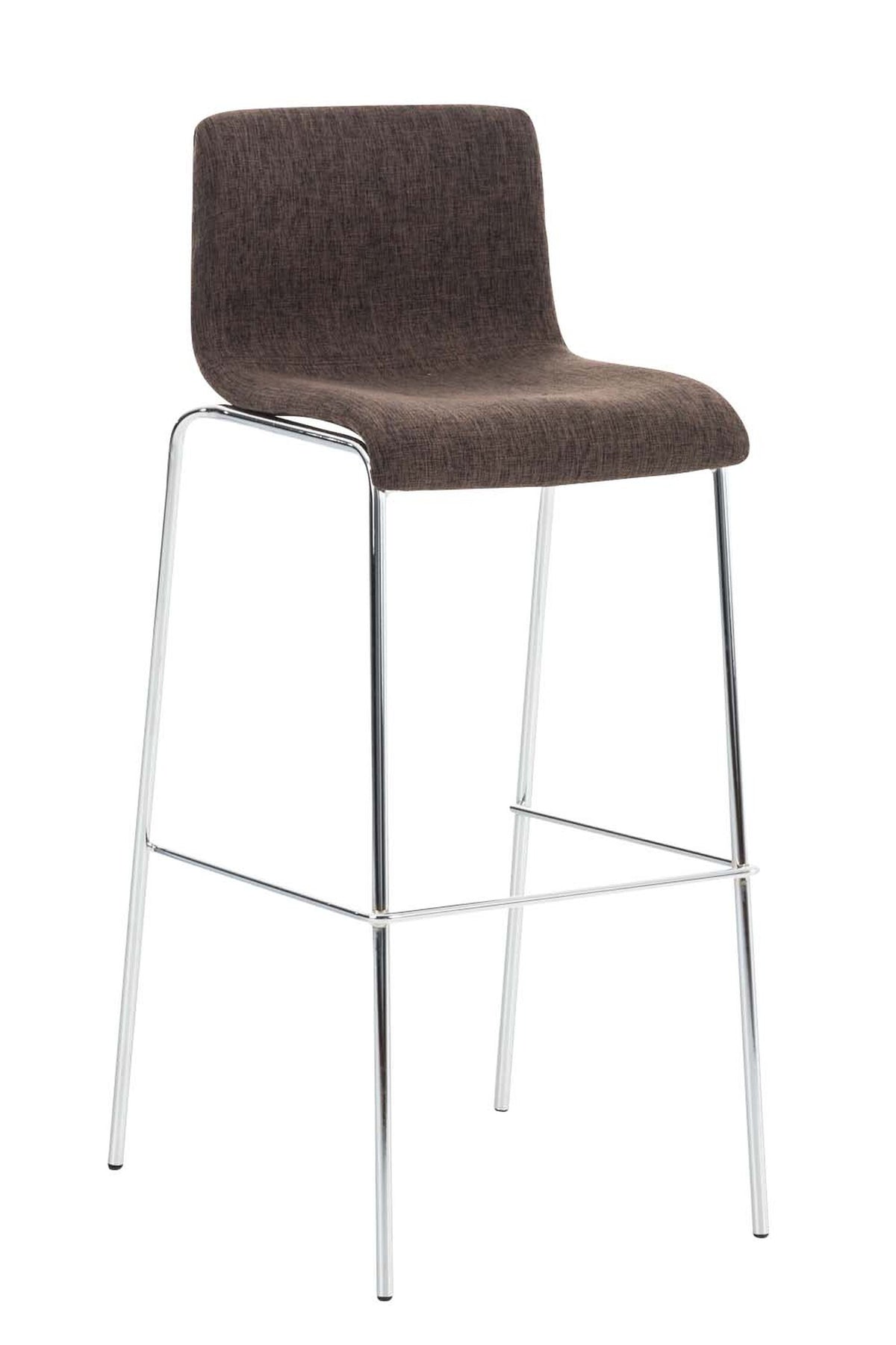 TPFLiving bar stool Hope 4-legged metal frame in chrome look fabric