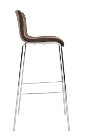 TPFLiving bar stool Hope 4-legged metal frame in chrome look fabric