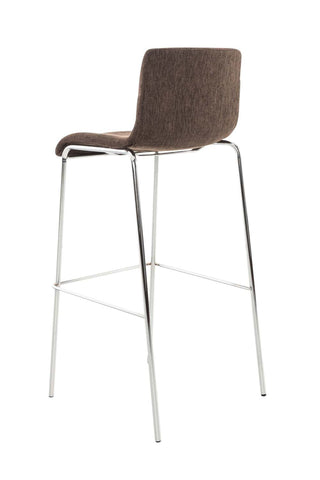 TPFLiving bar stool Hope 4-legged metal frame in chrome look fabric