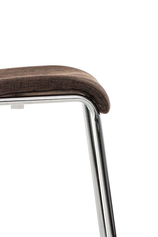 TPFLiving bar stool Hope 4-legged metal frame in chrome look fabric