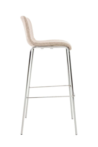 TPFLiving bar stool Hope 4-legged metal frame in chrome look fabric