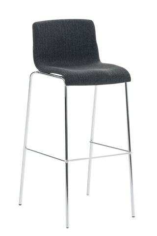 TPFLiving bar stool Hope 4-legged metal frame in chrome look fabric