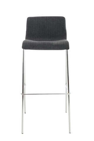 TPFLiving bar stool Hope 4-legged metal frame in chrome look fabric