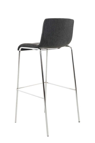 TPFLiving bar stool Hope 4-legged metal frame in chrome look fabric