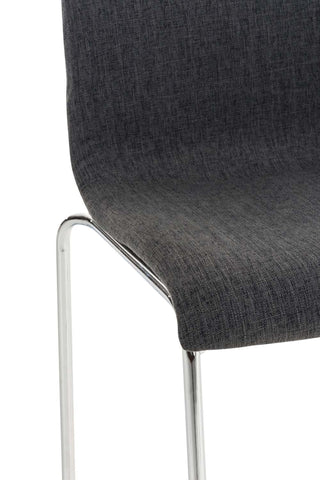 TPFLiving bar stool Hope 4-legged metal frame in chrome look fabric