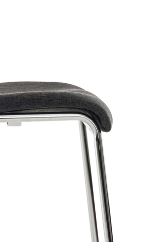 TPFLiving bar stool Hope 4-legged metal frame in chrome look fabric