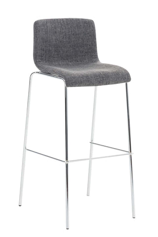 TPFLiving bar stool Hope 4-legged metal frame in chrome look fabric