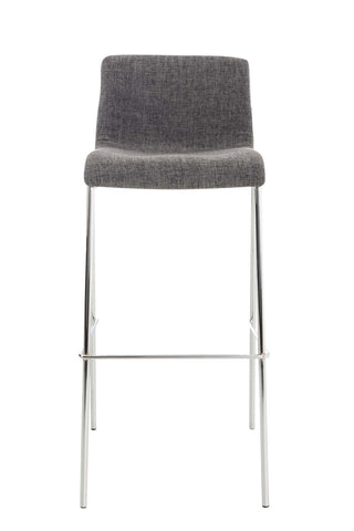 TPFLiving bar stool Hope 4-legged metal frame in chrome look fabric