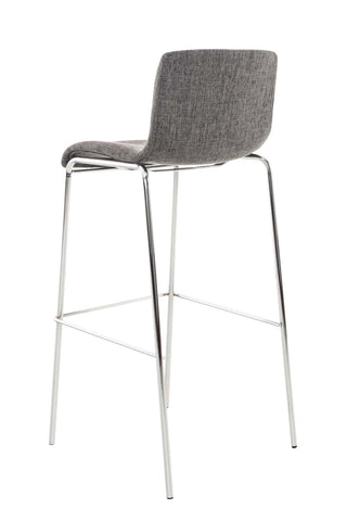 TPFLiving bar stool Hope 4-legged metal frame in chrome look fabric