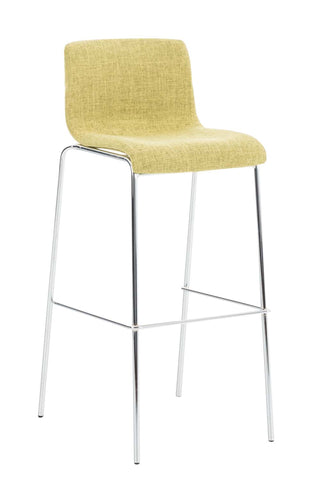 TPFLiving bar stool Hope 4-legged metal frame in chrome look fabric