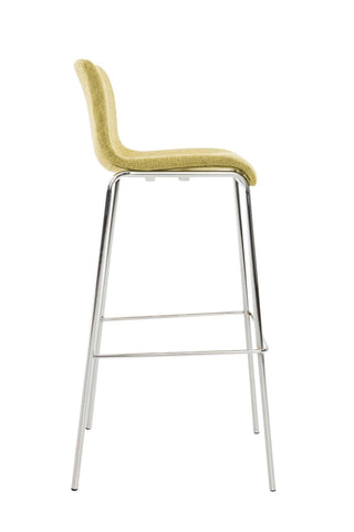 TPFLiving bar stool Hope 4-legged metal frame in chrome look fabric