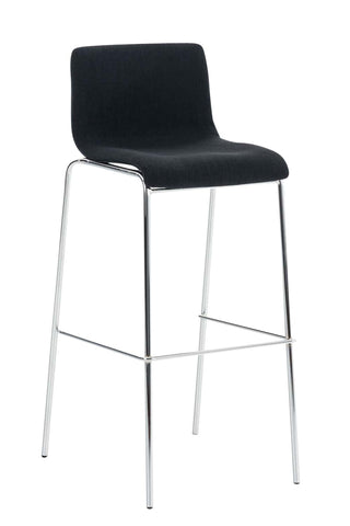 TPFLiving bar stool Hope 4-legged metal frame in chrome look fabric