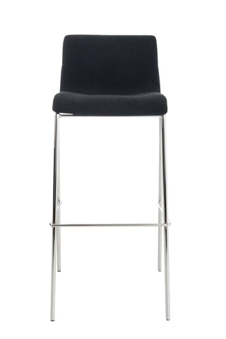 TPFLiving bar stool Hope 4-legged metal frame in chrome look fabric