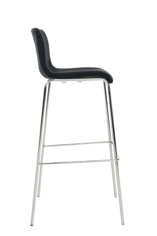 TPFLiving bar stool Hope 4-legged metal frame in chrome look fabric