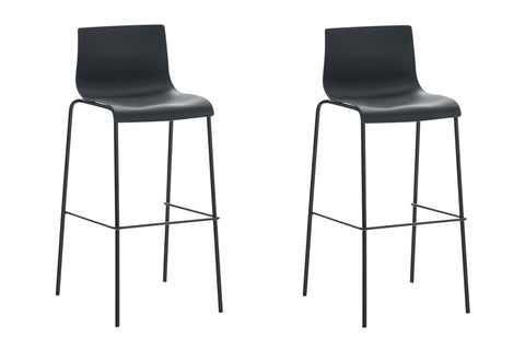 TPFLiving set of 2 bar stools Hope 4-foot frame black plastic